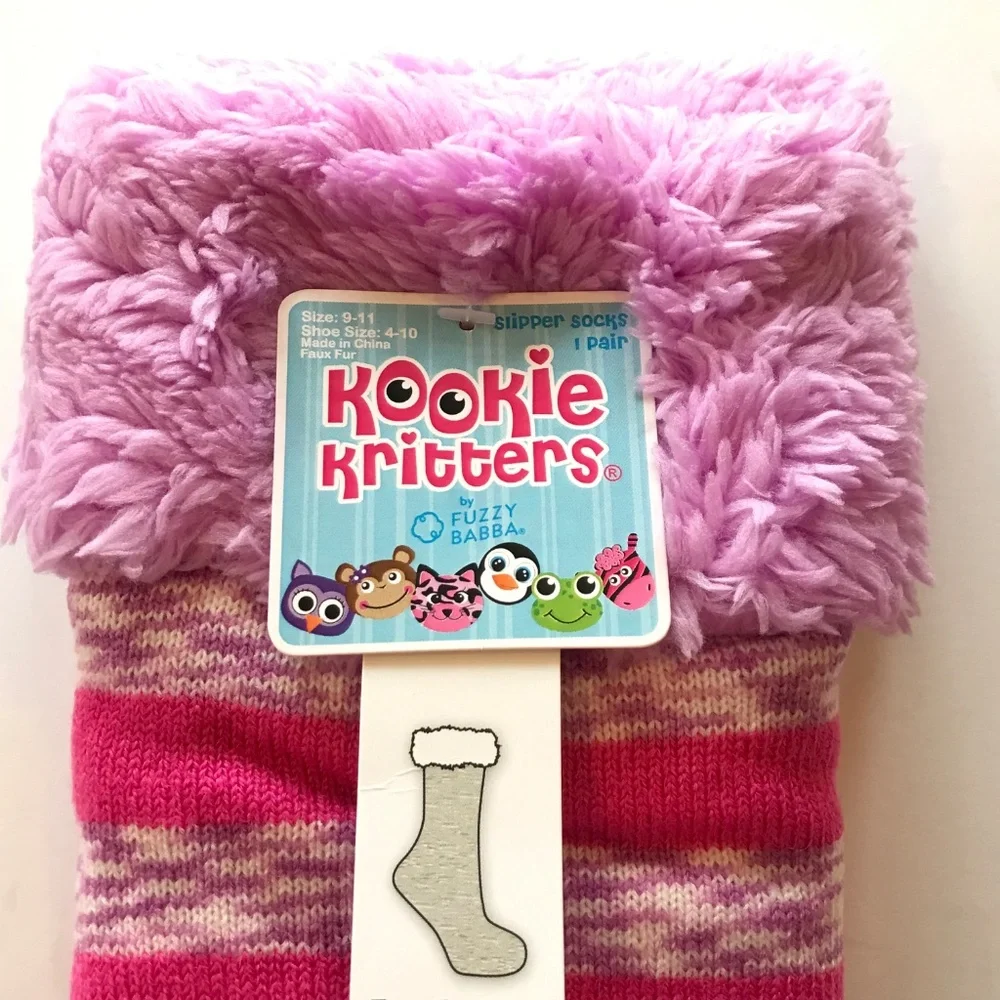 Slipper Socks Slippers Fuzzy Faux Fur KOOKIE KRITTERS Socks